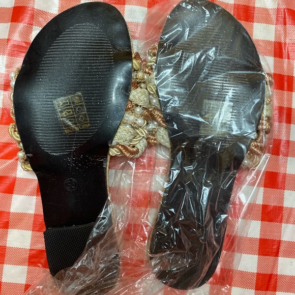 Summer Sandals - Rose Gold Pearl Never Worn. - Picture 2 of 3